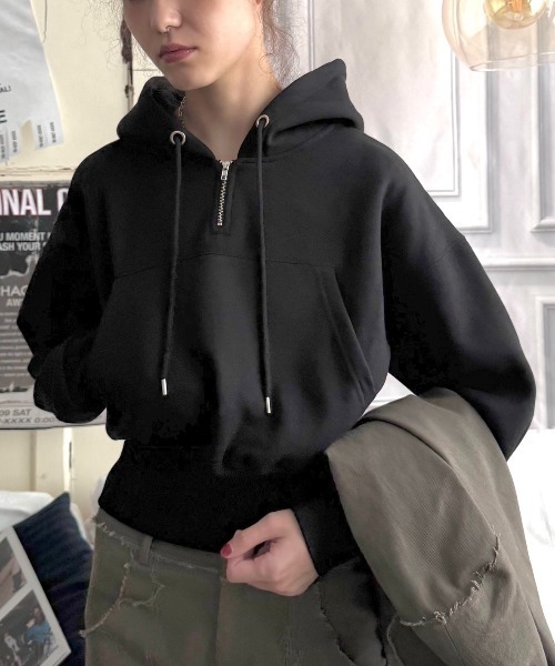 SHAGGIE(シャギー)の「裏起毛ハーフジップフーディスウェット(スウェット・レディース・レッド/グレー/ブラック・FREE)」の22枚目の写真