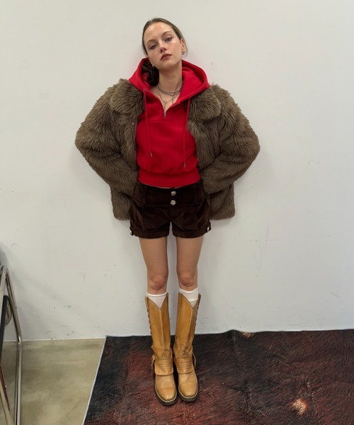 SHAGGIE(シャギー)の「裏起毛ハーフジップフーディスウェット(スウェット・レディース・レッド/グレー/ブラック・FREE)」の22枚目の写真
