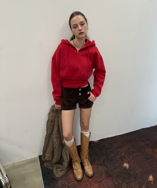 SHAGGIE(シャギー)の「裏起毛ハーフジップフーディスウェット(スウェット・レディース・レッド/グレー/ブラック・FREE)」の21枚目の写真