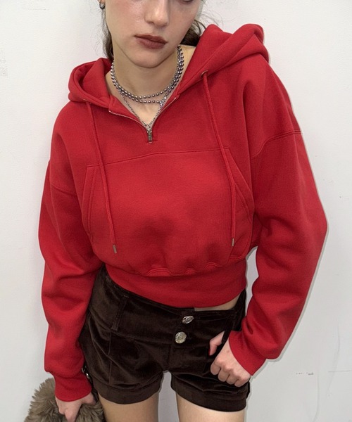 SHAGGIE(シャギー)の「裏起毛ハーフジップフーディスウェット(スウェット・レディース・レッド/グレー/ブラック・FREE)」の18枚目の写真