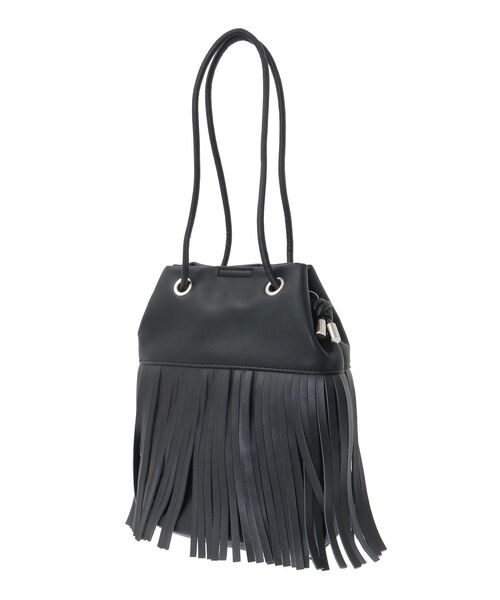 Green　Parks（グリーンパークス）の「andmikka.フリンジ巾着ショルダーバッグ（ハンドバッグ・レディース・ブラウン/ブラック・FREE）」の12枚目の写真