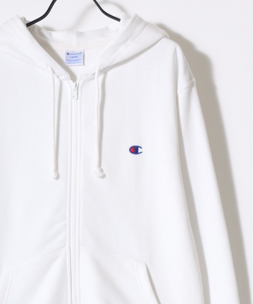 Champion（チャンピオン）の「Champion/チャンピオン コットンUSA 裏毛 ロゴワッペン ワンポイント刺繍 スウェット ジップアップパーカー/レディース メンズ（パーカー・メンズ・ブラック/ベージュ/ネイビー/ブラウン/ホワイト/オートミール/ブルー/グレー・M/L/XL）」の2枚目の写真