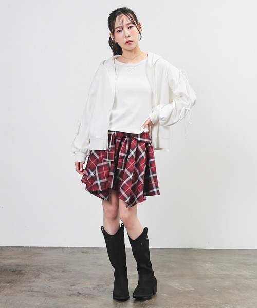 Honeys(ハニーズ)の「シャツ巻き風ミニスカート(スカート・レディース・レッド系その他/ブラック系その他/イエロー系その他・L/M/S)」の9枚目の写真