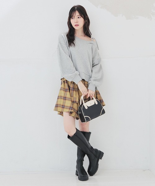 Honeys(ハニーズ)の「シャツ巻き風ミニスカート(スカート・レディース・レッド系その他/ブラック系その他/イエロー系その他・L/M/S)」の12枚目の写真