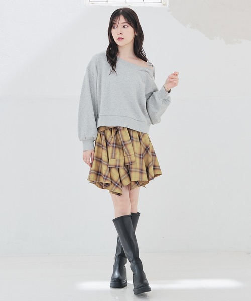 Honeys(ハニーズ)の「シャツ巻き風ミニスカート(スカート・レディース・レッド系その他/ブラック系その他/イエロー系その他・L/M/S)」の13枚目の写真