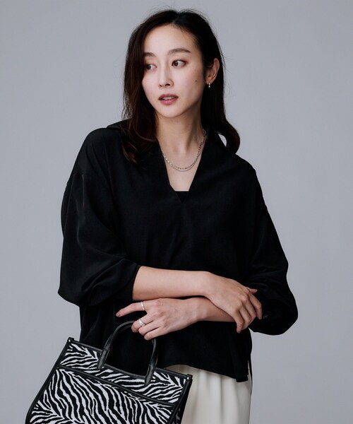 セール】【セットアップ可/スキッパー/ゆったり】リラクパウダーシャツ