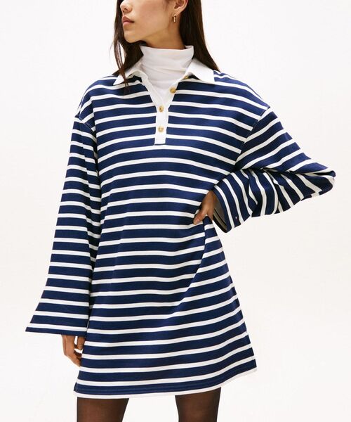 TOMMY HILFIGER（トミーヒルフィガー）の「ゴールドボタンラグビーテリーワンピース（ワンピース・レディース・ネイビー系1・SMALL）」の3枚目の写真