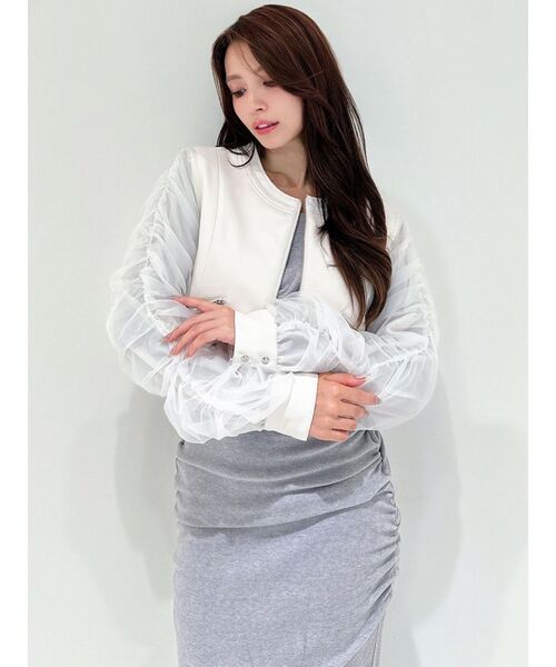 RESEXXY（リゼクシー）の「シアースリーブ合皮ブルゾン（ブルゾン・レディース・アイボリー/ブラック/チャコールグレー・FREE）」の10枚目の写真