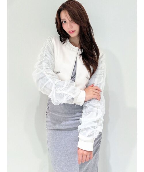 RESEXXY（リゼクシー）の「シアースリーブ合皮ブルゾン（ブルゾン・レディース・アイボリー/ブラック/チャコールグレー・FREE）」の12枚目の写真