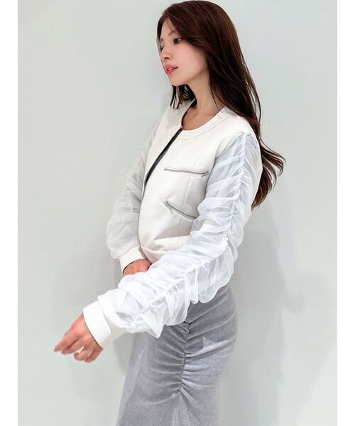 RESEXXY（リゼクシー）の「シアースリーブ合皮ブルゾン（ブルゾン・レディース・アイボリー/ブラック/チャコールグレー・FREE）」の13枚目の写真