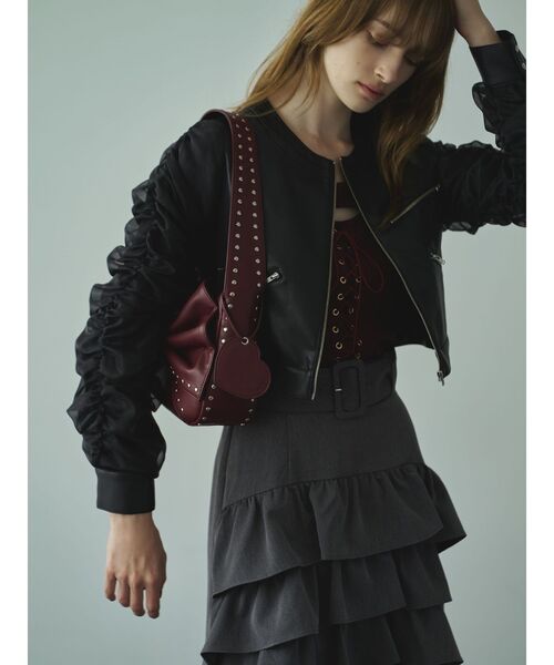 RESEXXY（リゼクシー）の「シアースリーブ合皮ブルゾン（ブルゾン・レディース・アイボリー/ブラック/チャコールグレー・FREE）」の22枚目の写真