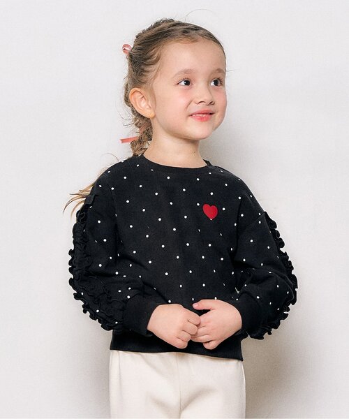 apres les cours（アプレレクール）の「【WEB限定】メロウフリルトレーナー/7days Style（スウェット・キッズ・ブラウン/ピンク/グリーン/その他2/ドット・110/100/90/140/130/80/120）」の5枚目の写真