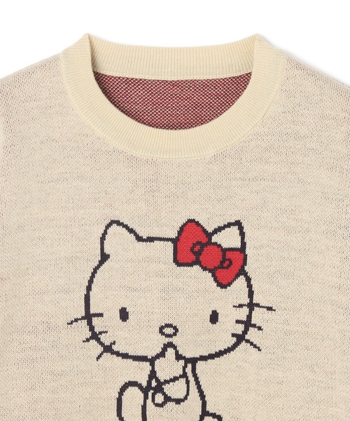sanrio(サンリオ)の「【sanrio characters】HELLO KITTY/ハローキティジャガードニット/クラシック/レトロ《サンリオキャラクターズ》(ニット/セーター・レディース・ネイビー/杢グレー/レッド/アイボリー・M/L/LL)」の6枚目の写真