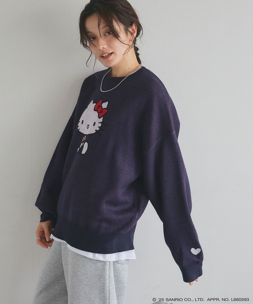 sanrio(サンリオ)の「【sanrio characters】HELLO KITTY/ハローキティジャガードニット/クラシック/レトロ《サンリオキャラクターズ》(ニット/セーター・レディース・ネイビー/杢グレー/レッド/アイボリー・M/L/LL)」の19枚目の写真