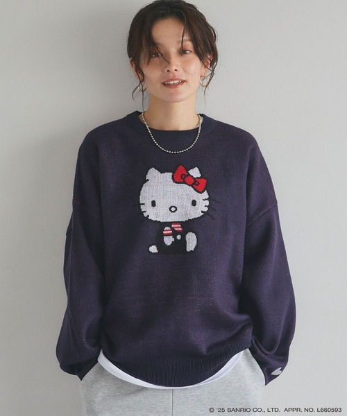 sanrio(サンリオ)の「【sanrio characters】HELLO KITTY/ハローキティジャガードニット/クラシック/レトロ《サンリオキャラクターズ》(ニット/セーター・レディース・ネイビー/杢グレー/レッド/アイボリー・M/L/LL)」の18枚目の写真