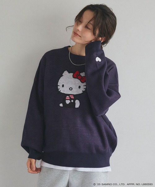 sanrio(サンリオ)の「【sanrio characters】HELLO KITTY/ハローキティジャガードニット/クラシック/レトロ《サンリオキャラクターズ》(ニット/セーター・レディース・ネイビー/杢グレー/レッド/アイボリー・M/L/LL)」の16枚目の写真