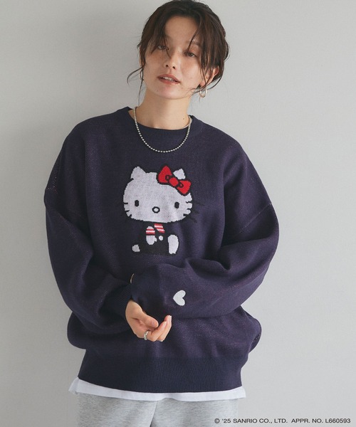 sanrio(サンリオ)の「【sanrio characters】HELLO KITTY/ハローキティジャガードニット/クラシック/レトロ《サンリオキャラクターズ》(ニット/セーター・レディース・ネイビー/杢グレー/レッド/アイボリー・M/L/LL)」の15枚目の写真