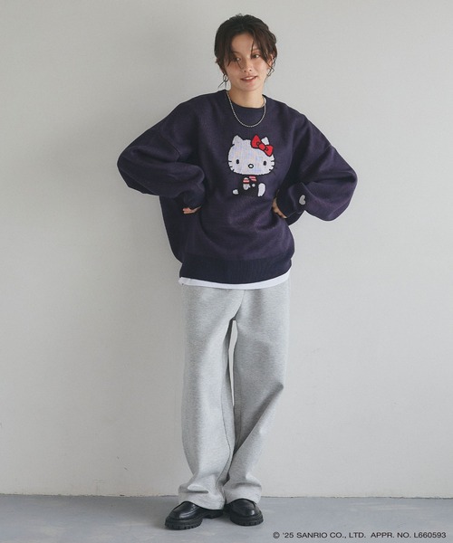 sanrio(サンリオ)の「【sanrio characters】HELLO KITTY/ハローキティジャガードニット/クラシック/レトロ《サンリオキャラクターズ》(ニット/セーター・レディース・ネイビー/杢グレー/レッド/アイボリー・M/L/LL)」の11枚目の写真