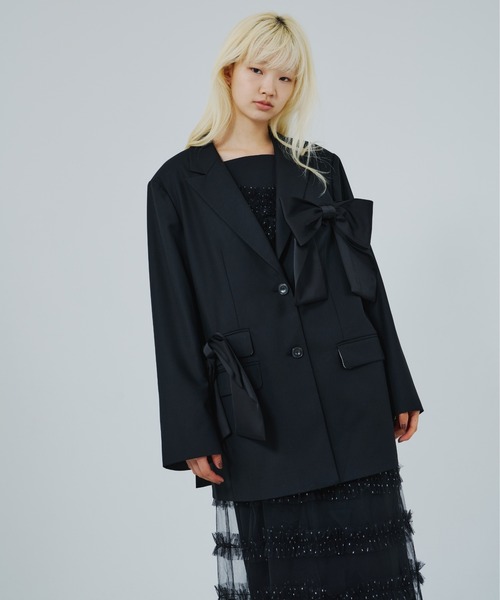 ANDRESD(アンドレスド)の「フォーリボンラバージャケット / for ribbon lover jacket(テーラードジャケット・レディース・ブラック/ベージュ・S/M)」の5枚目の写真