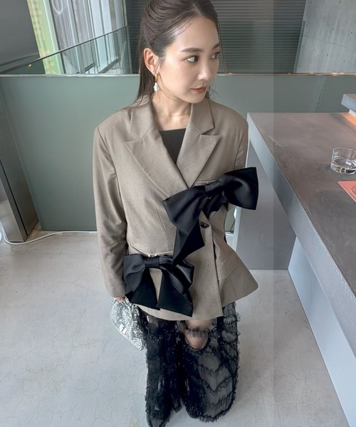 ANDRESD(アンドレスド)の「フォーリボンラバージャケット / for ribbon lover jacket(テーラードジャケット・レディース・ブラック/ベージュ・S/M)」の22枚目の写真