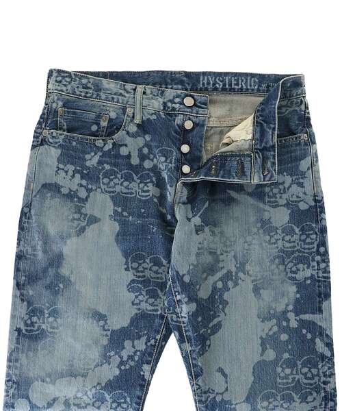 HYSTERIC GLAMOUR（ヒステリックグラマー）の「DROPPING&SKULL柄 スリムストレートデニムパンツ（デニムパンツ・メンズ・ライトインディゴブルー・28inch/29inch/30inch/31inch/32inch/34inch）」の4枚目の写真