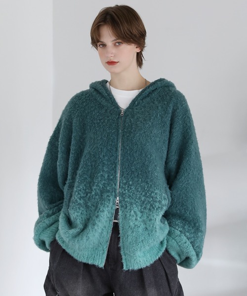 ROCHEM（ローシェン）の「ダブルジップグラデーションニットパーカー（ニット/セーター・メンズ・ネイビー/ブラック/ミント/ブラウン・L/M/S/XS）」の4枚目の写真