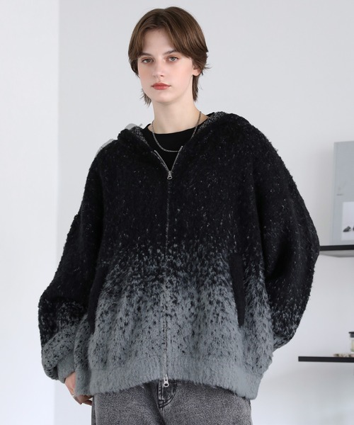 ROCHEM（ローシェン）の「ダブルジップグラデーションニットパーカー（ニット/セーター・メンズ・ネイビー/ブラック/ミント/ブラウン・L/M/S/XS）」の2枚目の写真