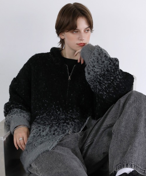 ROCHEM（ローシェン）の「ダブルジップグラデーションニットパーカー（ニット/セーター・メンズ・ネイビー/ブラック/ミント/ブラウン・L/M/S/XS）」の10枚目の写真