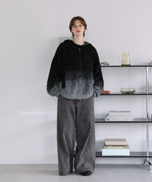 ROCHEM（ローシェン）の「ダブルジップグラデーションニットパーカー（ニット/セーター・メンズ・ネイビー/ブラック/ミント/ブラウン・L/M/S/XS）」の12枚目の写真