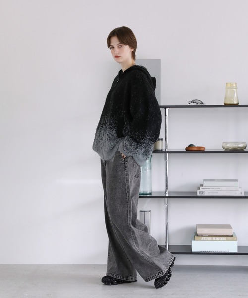 ROCHEM（ローシェン）の「ダブルジップグラデーションニットパーカー（ニット/セーター・メンズ・ネイビー/ブラック/ミント/ブラウン・L/M/S/XS）」の14枚目の写真