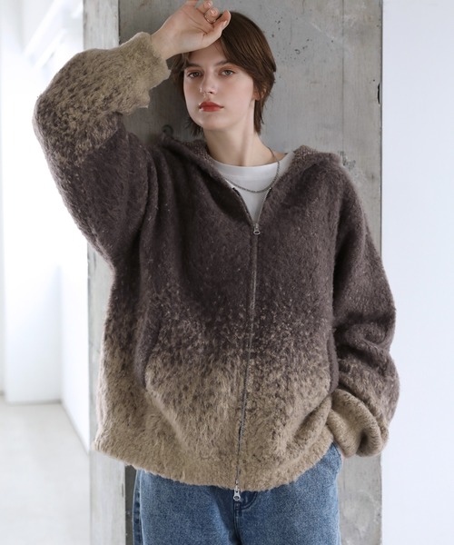 ROCHEM（ローシェン）の「ダブルジップグラデーションニットパーカー（ニット/セーター・メンズ・ネイビー/ブラック/ミント/ブラウン・L/M/S/XS）」の16枚目の写真