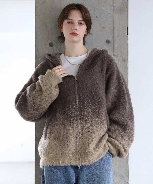 ROCHEM（ローシェン）の「ダブルジップグラデーションニットパーカー（ニット/セーター・メンズ・ネイビー/ブラック/ミント/ブラウン・L/M/S/XS）」の17枚目の写真