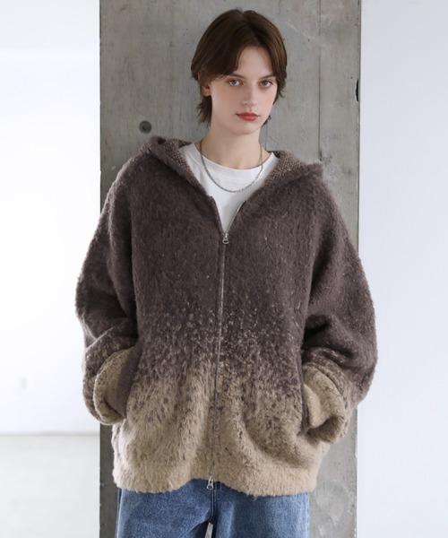 ROCHEM（ローシェン）の「ダブルジップグラデーションニットパーカー（ニット/セーター・メンズ・ネイビー/ブラック/ミント/ブラウン・L/M/S/XS）」の18枚目の写真