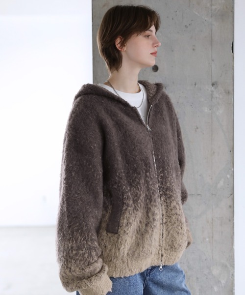 ROCHEM（ローシェン）の「ダブルジップグラデーションニットパーカー（ニット/セーター・メンズ・ネイビー/ブラック/ミント/ブラウン・L/M/S/XS）」の19枚目の写真