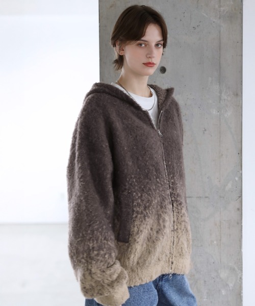 ROCHEM（ローシェン）の「ダブルジップグラデーションニットパーカー（ニット/セーター・メンズ・ネイビー/ブラック/ミント/ブラウン・L/M/S/XS）」の20枚目の写真