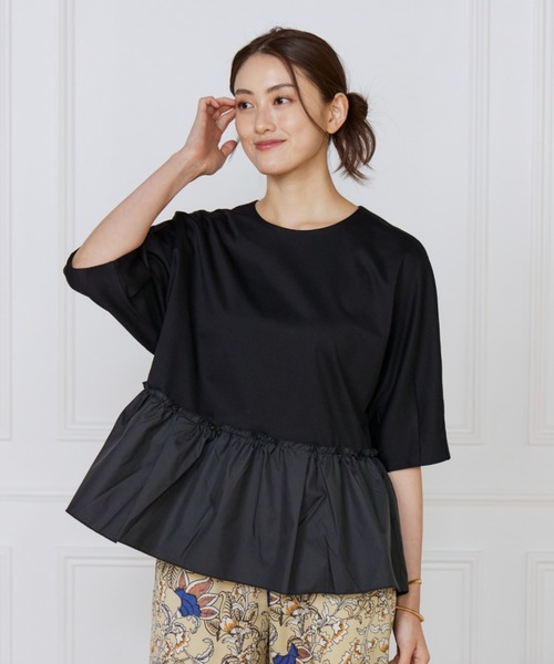 LE SOUK(ルスーク)の「異素材フリルカットプルオーバー(Tシャツ/カットソー・レディース・ブラック/キャメル/パープル・フリー)」の3枚目の写真