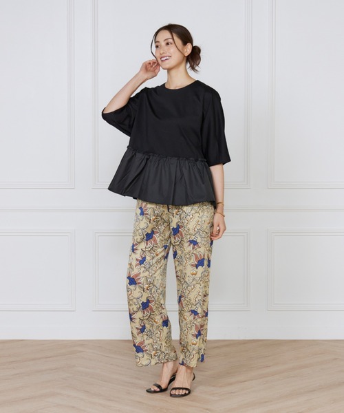 LE SOUK(ルスーク)の「異素材フリルカットプルオーバー(Tシャツ/カットソー・レディース・ブラック/キャメル/パープル・フリー)」の14枚目の写真