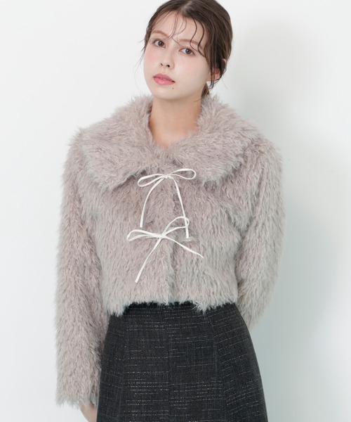 ◇リボンダッフルショートファーコート（その他アウター）｜JILL by