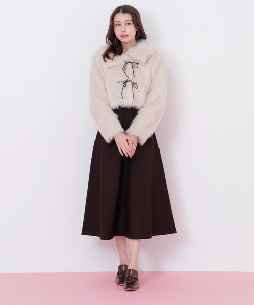 ◇リボンダッフルショートファーコート（ダッフルコート）｜JILL