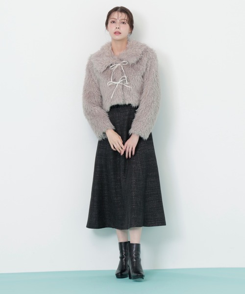 ジルスチュアート ファー付きコート ◇リボンダッフルショートファー