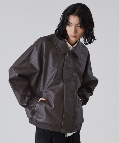72030　Elite　ブルゾン　黒×グレー　サイズM セール】【LUENNA】Regular Collar Zip Blouson / レギュラーカラー