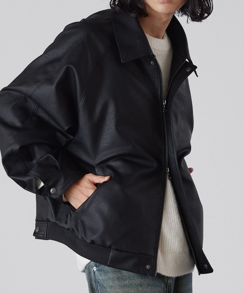 LUENNA(ルエナ)の「【LUENNA】Regular Collar Zip Blouson / レギュラーカラージップ合皮ブルゾン(ブルゾン・メンズ・ブラウン/ブラック・S/M/L)」の3枚目の写真