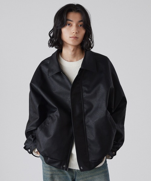 LUENNA(ルエナ)の「【LUENNA】Regular Collar Zip Blouson / レギュラーカラージップ合皮ブルゾン(ブルゾン・メンズ・ブラウン/ブラック・S/M/L)」の13枚目の写真
