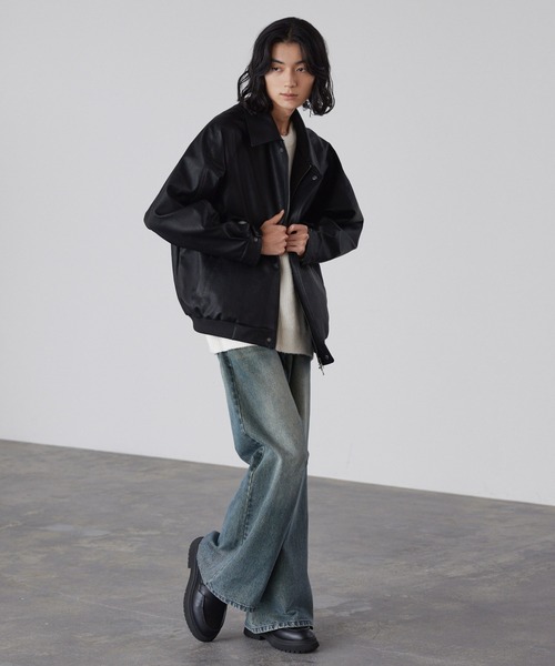 LUENNA(ルエナ)の「【LUENNA】Regular Collar Zip Blouson / レギュラーカラージップ合皮ブルゾン(ブルゾン・メンズ・ブラウン/ブラック・S/M/L)」の18枚目の写真