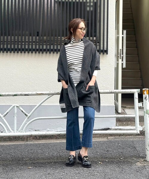 TWEED MILL(ツイードミル)の「【TWEEDMILL/ツィードミル】 ポケットショール(ストール/ショール・レディース・チャコールグレー/ベージュ・FREE)」の13枚目の写真