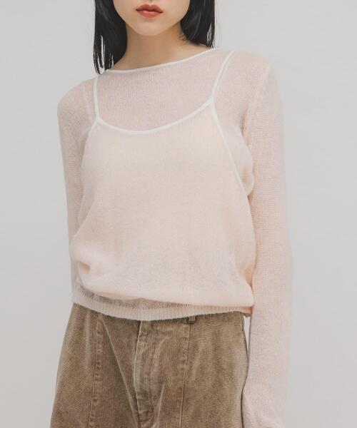 バイカラーキャミレイヤードニット（ニット/セーター）｜KBF