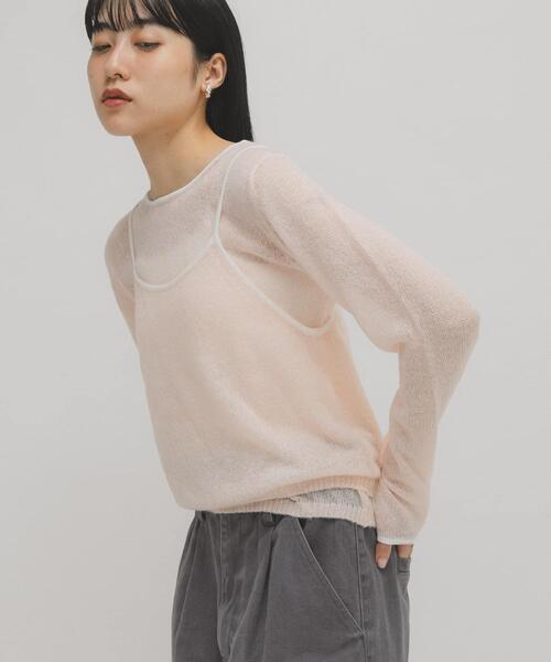 KBF（ケイビーエフ）の「バイカラーキャミレイヤードニット（ニット/セーター・レディース・ホワイト/グレー/ピンク・ONE）」の22枚目の写真