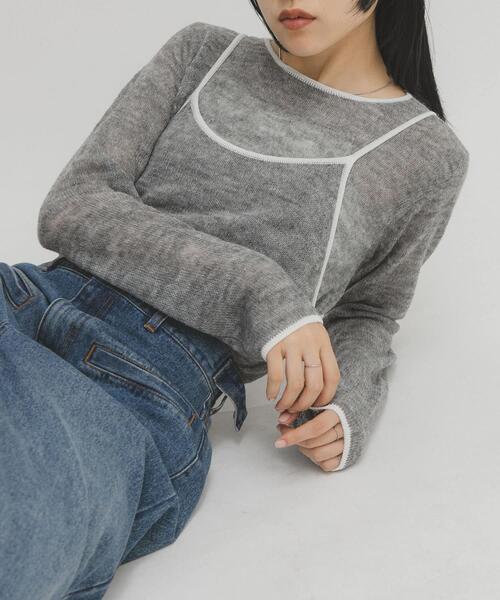 KBF（ケイビーエフ）の「バイカラーキャミレイヤードニット（ニット/セーター・レディース・ホワイト/グレー/ピンク・ONE）」の15枚目の写真