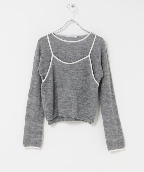 KBF（ケイビーエフ）の「バイカラーキャミレイヤードニット（ニット/セーター・レディース・ホワイト/グレー/ピンク・ONE）」の9枚目の写真