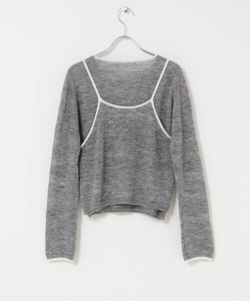 KBF（ケイビーエフ）の「バイカラーキャミレイヤードニット（ニット/セーター・レディース・ホワイト/グレー/ピンク・ONE）」の6枚目の写真